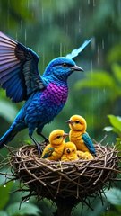 ai genrated IRDS mother in rain #ai #genrated #birds