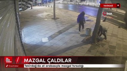 Tekirdağ'da at arabasıyla mazgal hırsızlığı