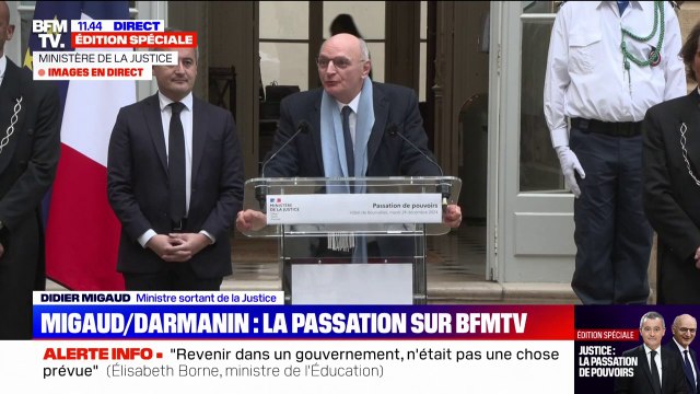 Passation avec Gérald Darmanin: J'ai aimé retisser avec vous des liens de confiance , assure Didier Migaud (ministre sortant de la Justice)