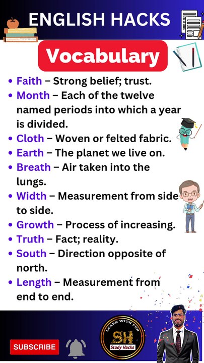 Daily use Important vocabulary words for exam 2024 24 #studyhacks123 #vocabulary #english #shorts