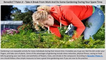 Colorado Man Benedict T Palen Jr - Take A Break From Work And Do Some Gardening During Your Spare Time