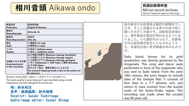 Aikawa ondo [Min'yō (traditional Japanese folk songs)] 相川音頭 (日本民謡)