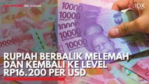 Rupiah Berbalik Melemah dan Kembali ke Level Rp16.200 per USD