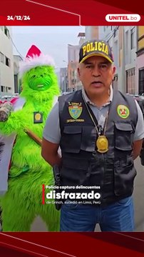 Policía se disfrazó de Grinch y en una operación antidrogas detuvo a tres personas en el Perú.