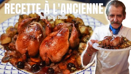 Recette raffinée de Cailles sauce bleuets aux pommes parisiennes
