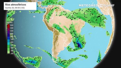 Rio atmosférico se forma sobre o Brasil nesta sexta-feira