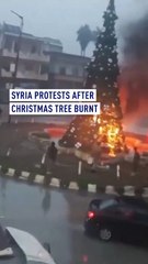 Syria protests after Christmas tree burnt
