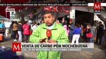 Largas filas por venta de carne para cena de Nochebuena en CdMx