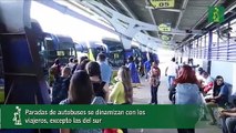 Paradas de autobuses se dinamizan con los viajeros, excepto las del sur
