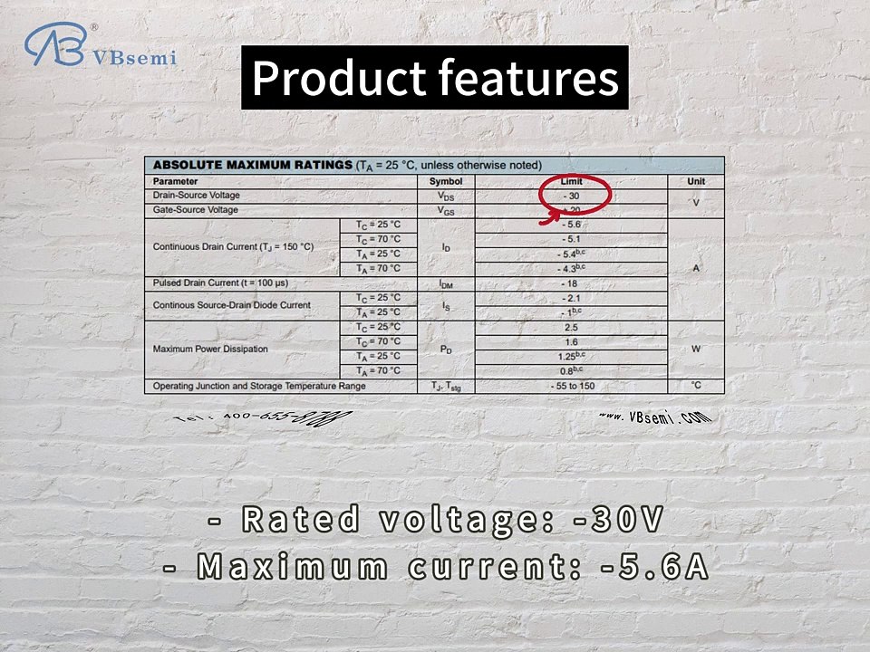 WTC6401-VB is a SOT23 package P-Channel field effect MOS tube