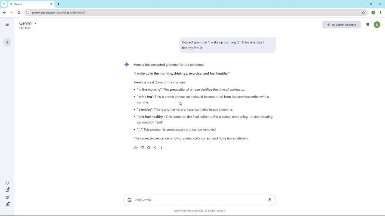 Google Gemini Course Section 35 Correcting Grammar
