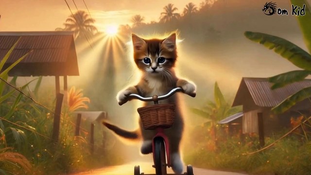 Mèo Con Đi Chợ - Hoạt Hình Vui Nhộn | Mèo Con Đạp Xe, Mèo Con Đi Chợ Mua Cá, Phim Hoạt Hình