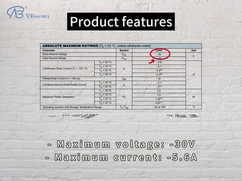 SMS2333-VB is a SOT23 package P-Channel field effect MOS tube