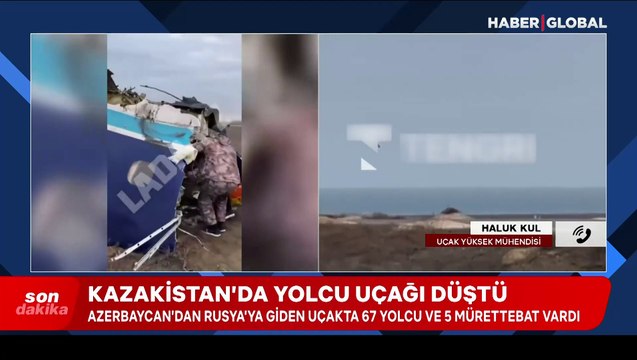 Kazakistan'da düşen yolcu uçağının ikiye ayrıldığı anlar görüntülendi