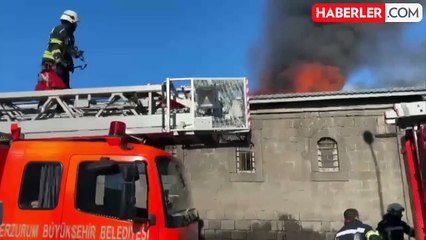 Erzurum'da 160 yıllık Taş Ambarlar'da yangın çıktı