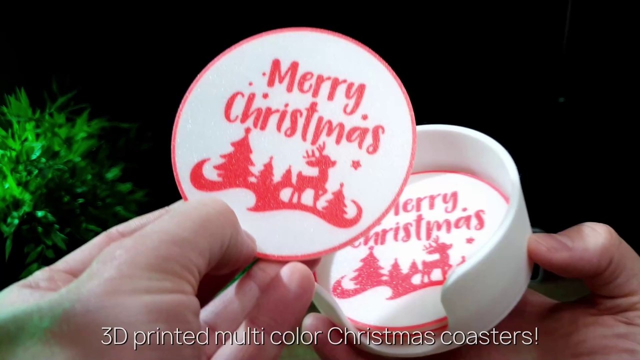 🎄 Christmas Coasters - Multicolor 3D Prints - Multicolor 3D Printer - Bambulab A1 Mini