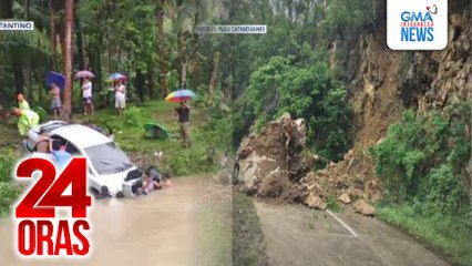Kotseng tumatawid sa spillway, inanod; 1 na sakay ang pinaghahanap pa | 24 Oras