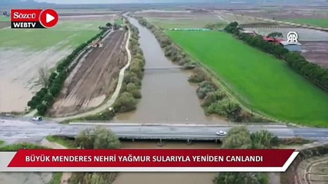 Kuraklık nedeniyle çekilen Büyük Menderes Nehri yağmur sularıyla yeniden canlandı