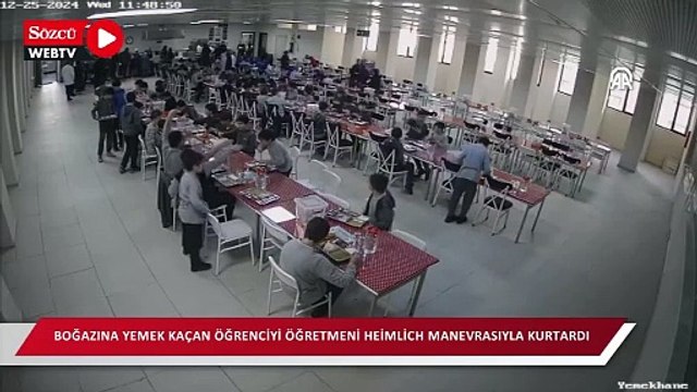 Nefes borusuna yiyecek kaçan öğrencisini 'Heimlich' manevrasıyla kurtardı