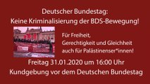 BDS Denmark auf der auf der BDS Kundgebung vor dem Deutschen Bundestag am 31.01.2020