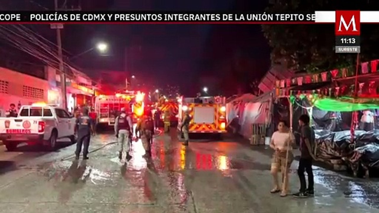 Arden más de 30 locales en incendio en Mercado Central de Acapulco