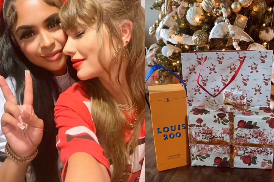 Taylor Swift lovingly hugs Chris Jones' girlfriend before he is KO'd from Chiefs vs Steelers