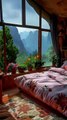 Dreamy Bedroom with Rainy View.