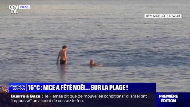 Avec 16°C, les Niçois ont fêté Noël à la plage et pour les plus courageux, dans l'eau