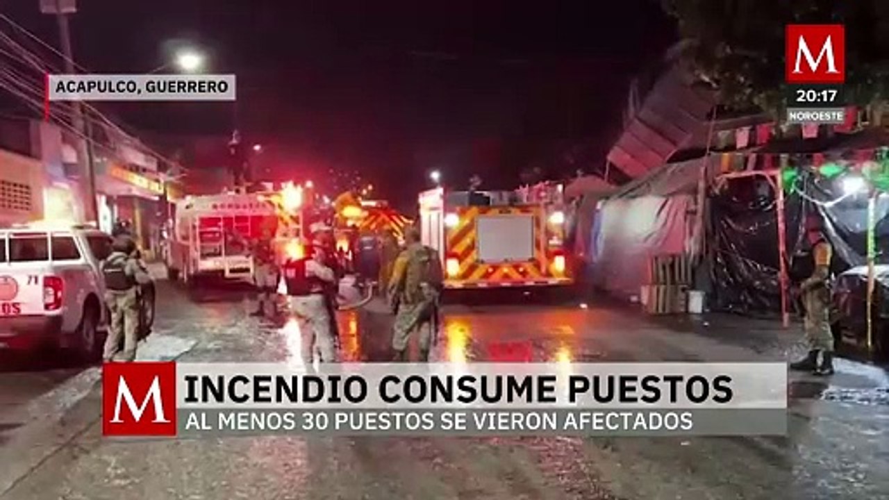 Incendio arrasa con 30 locales del Mercado Central en Acapulco