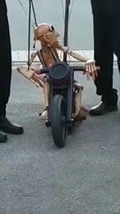 funny grandpa on bike (Old man)