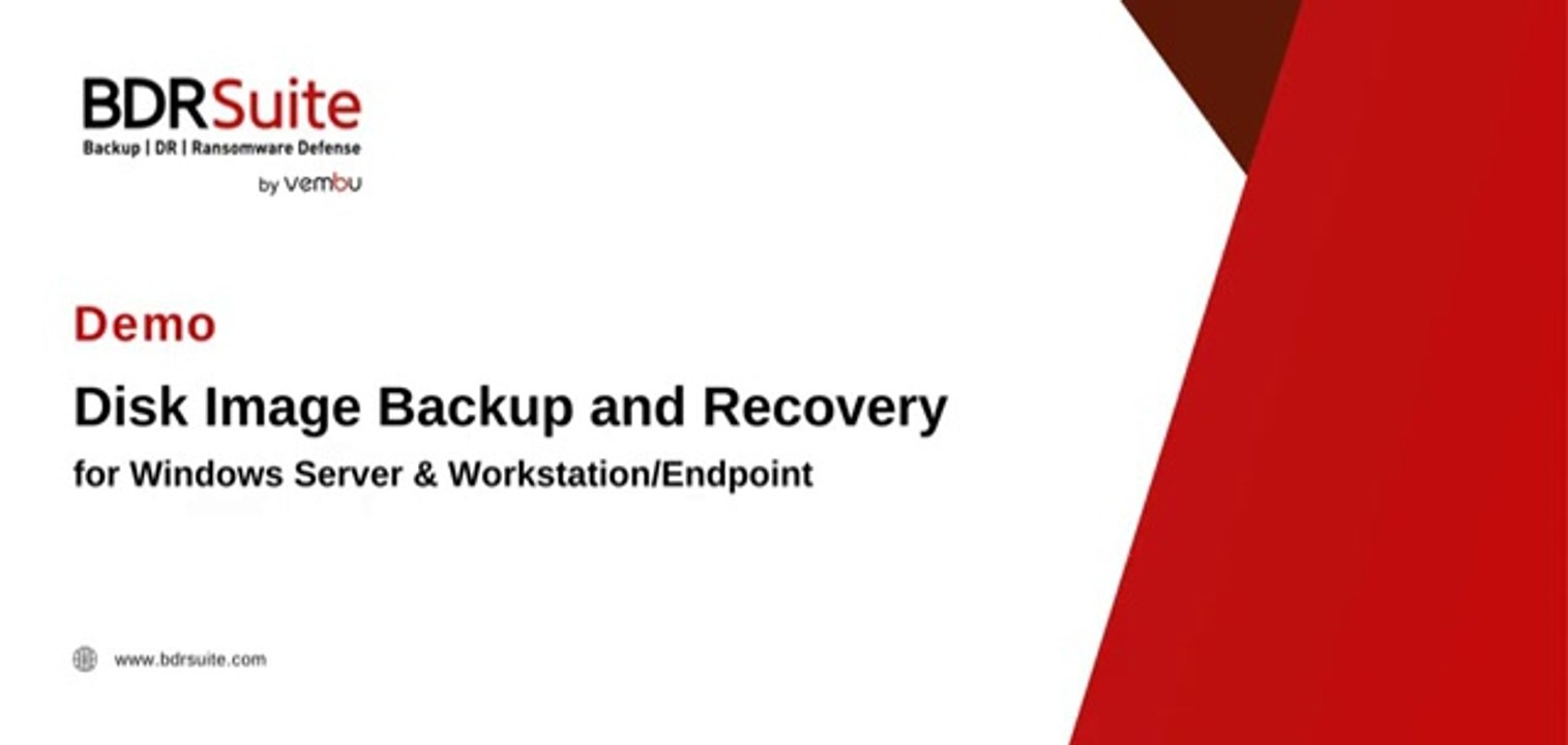 How to Configure Windows Disk Image Backup and Recovery | BDRSuite Demo