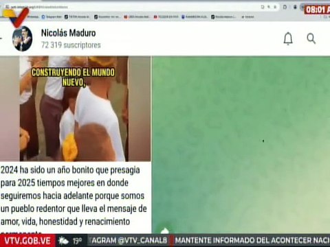 Presidente Nicolás Maduro envía mensaje de paz y amor al pueblo venezolano