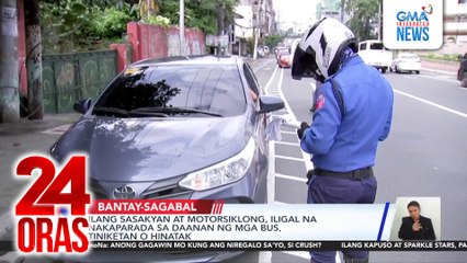 Ilang sasakyan at motorsiklong, iligal na nakaparada sa daanan ng mga bus, tiniketan o hinatak | 24 Oras