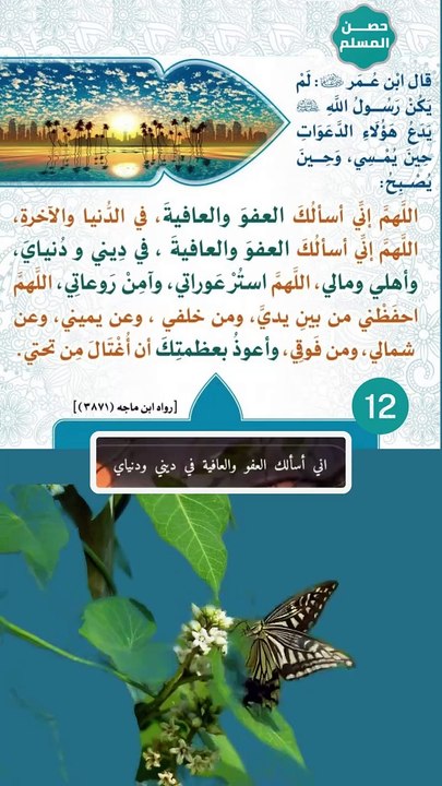 حصن المسلم 12 - اللهم إنا نسألك العفو والعافية في الدُنيا والاخرة