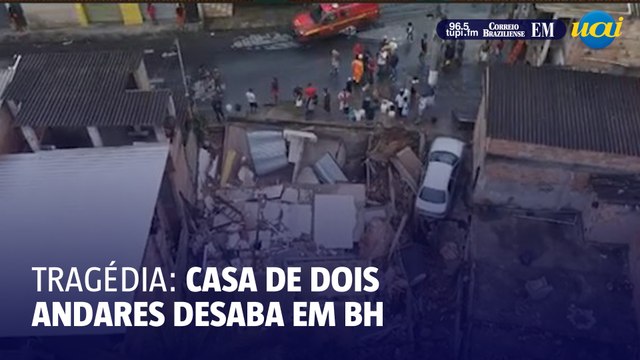 Casa de dois andares desaba em Belo Horizonte