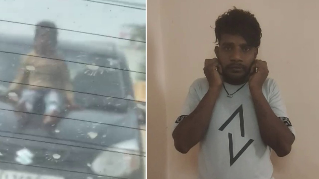 बच्चे को कार की बोनट पर बैठाकर हाईवे पर दौड़ाई, वीडियो वायरल