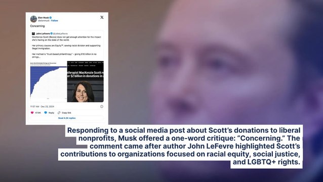 Elon Musk Calls Jeff Bezos' Ex-Wife MacKenzie Scott's $19 Billion Charitable Donations 'Concerning'