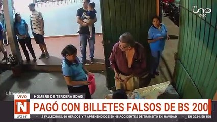 hombre estafa con billetes falsos