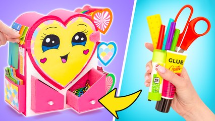 Organisateur DIY en forme de cœur ❤️ pour fournitures scolaires et friandises sucrées !