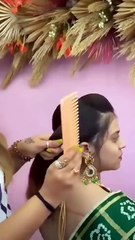 Bridal Hairstyle tutorial #bridal #reactionvideo  #hairstyle🤗insta-- purvibittu9  #z_comb_technique