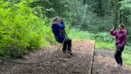 Woman films mom's hilarious fail during her zip-lining adventure at Go Ape