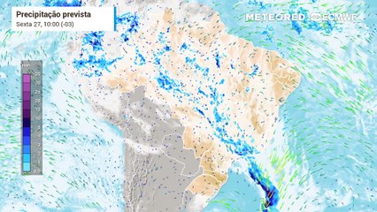 Previsão de nebulosidade e chuva até Domingo (29).