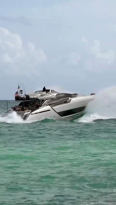 Even this big Riva Anywhere yacht was affected somewhat this week by the wavy Haulover Inlet