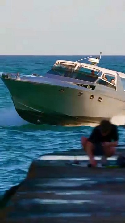 Even the pelican flew over to see this rare Magnum Power Yacht at the Haulover Inlet