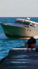Even the pelican flew over to see this rare Magnum Power Yacht at the Haulover Inlet