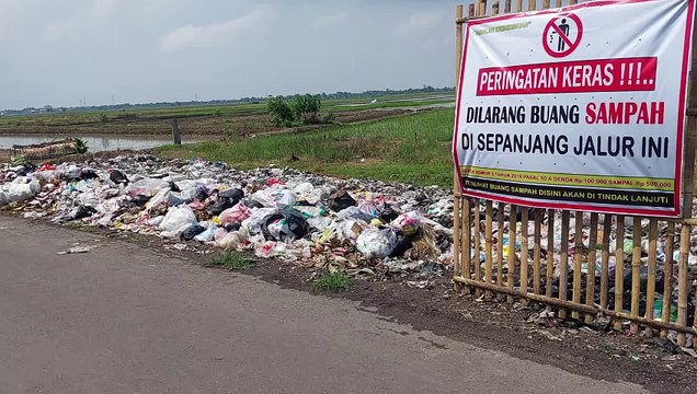 Sampah Berserakan di Sebelah Peringatan Dilarang Buang Sampah