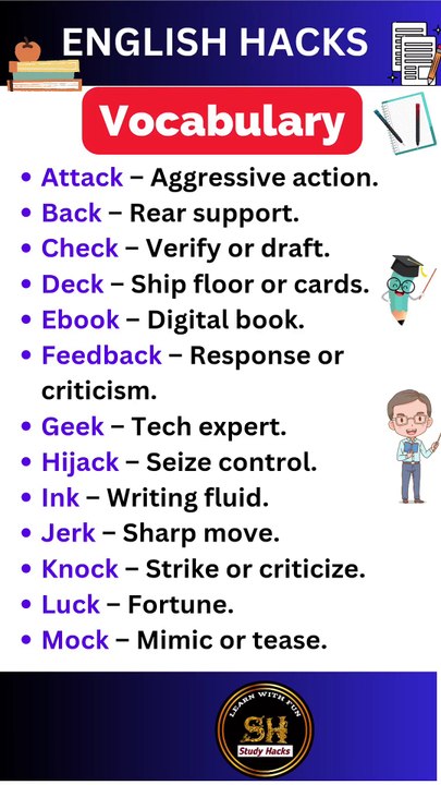 Daily use Important vocabulary words for exam 2024 28 #studyhacks123 #vocabulary #english #shorts