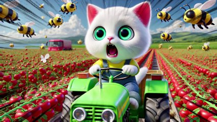 Kitten Drives a Tomato Harvester🚜 - Parents note😿