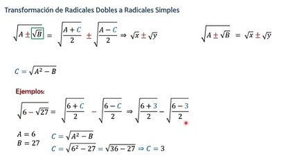 Transformación de Radicales Dobles a Radicales Simples