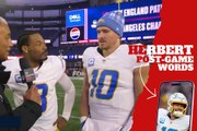 Derwin James and Justin Herbert talking post-game, after the Chargers clinched a play-off spot